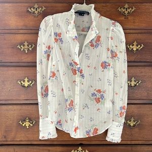 Veronica Beard long sleeve floral blouse size Small